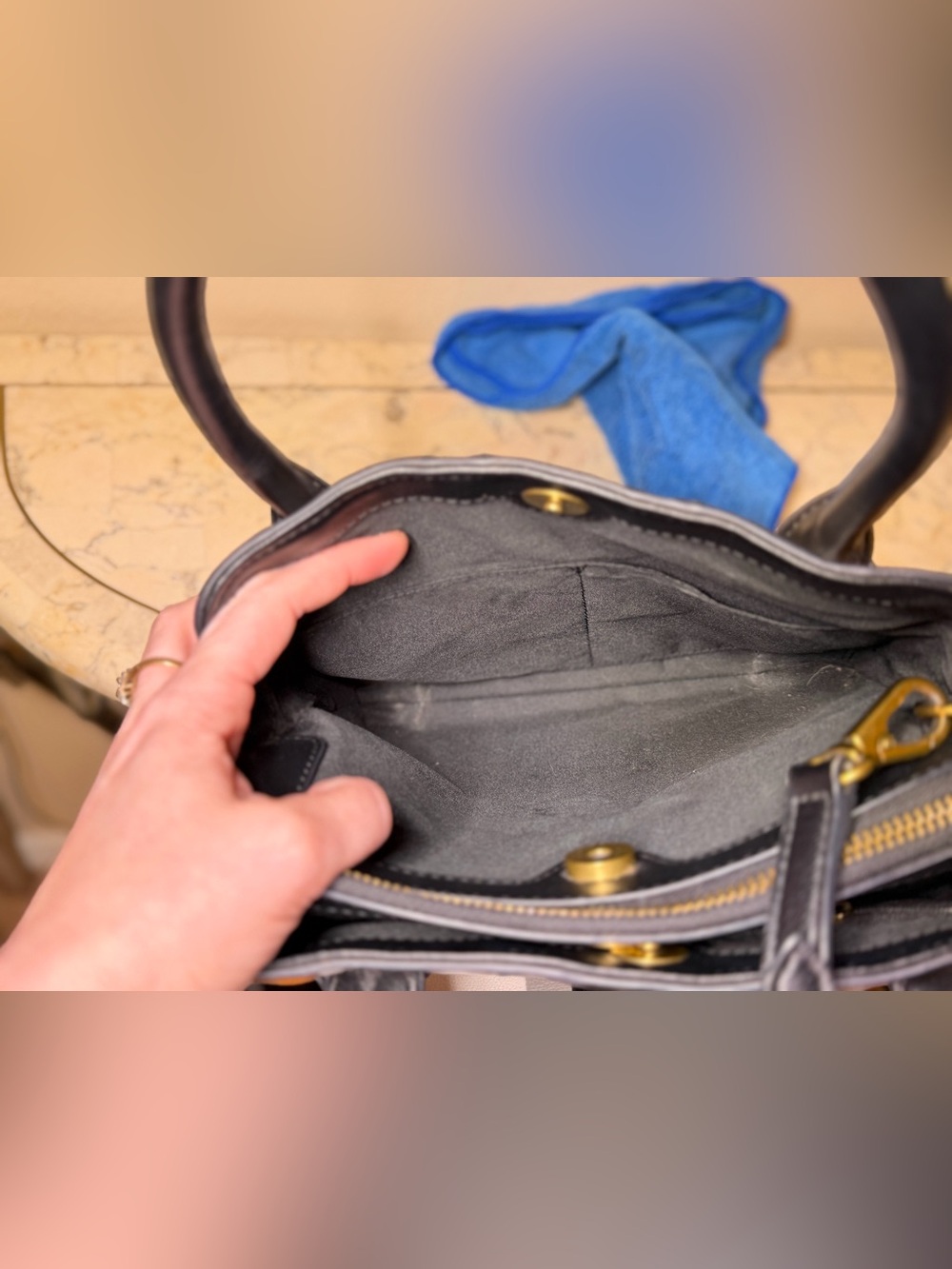 Vintage Fossil Striped Leather Satchel - Picture 14 of 15